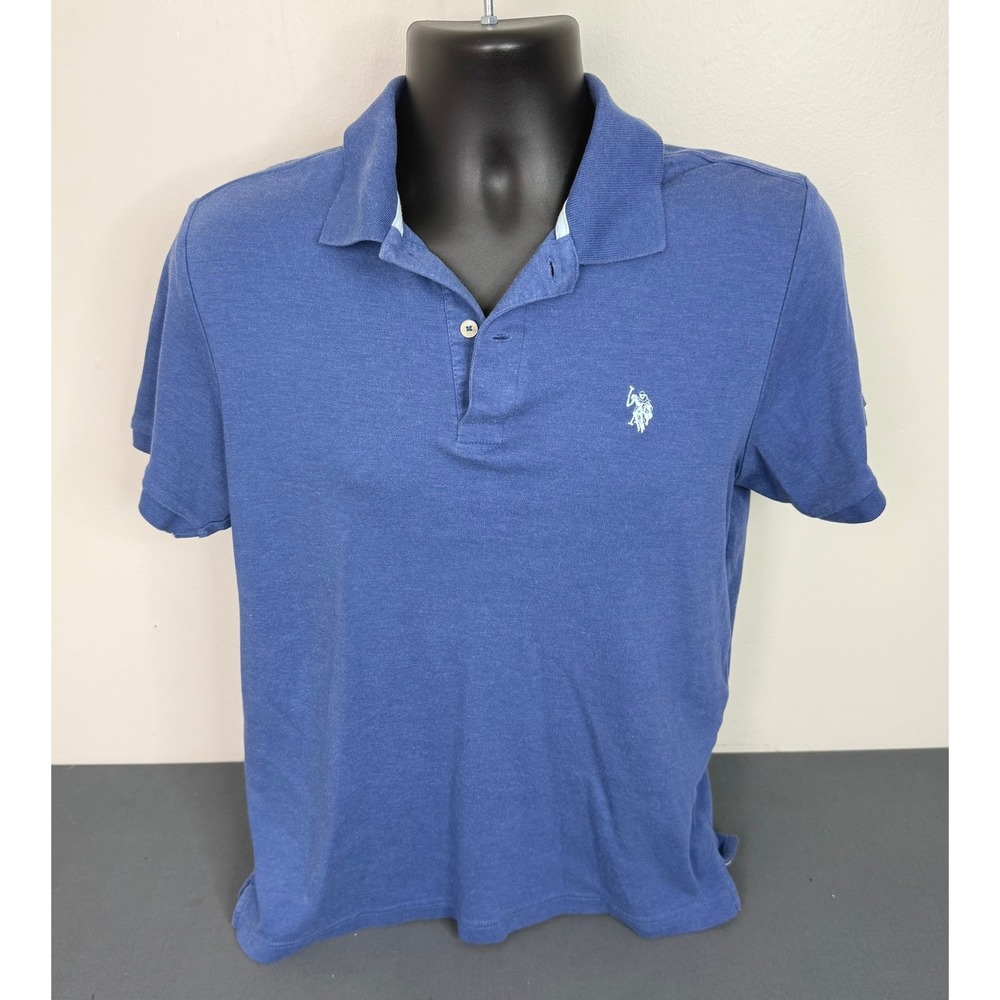 US Polo Assn Men's Luxury Feel Short Sleeve Polo Shirt Blue Size Small Preppy
